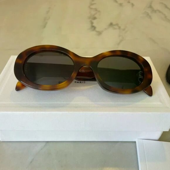 Celine Brown Triomphe Oval Sunglasses - Picture 1 of 6